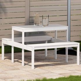 Picnic Table White 43.3"x52.8"x29.5" Solid Wood Pine