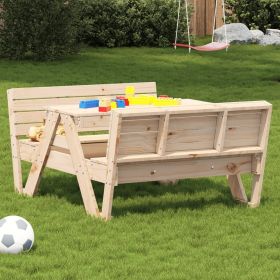Picnic Table for Kids 34.6"x48"x22.8" Solid Wood Pine
